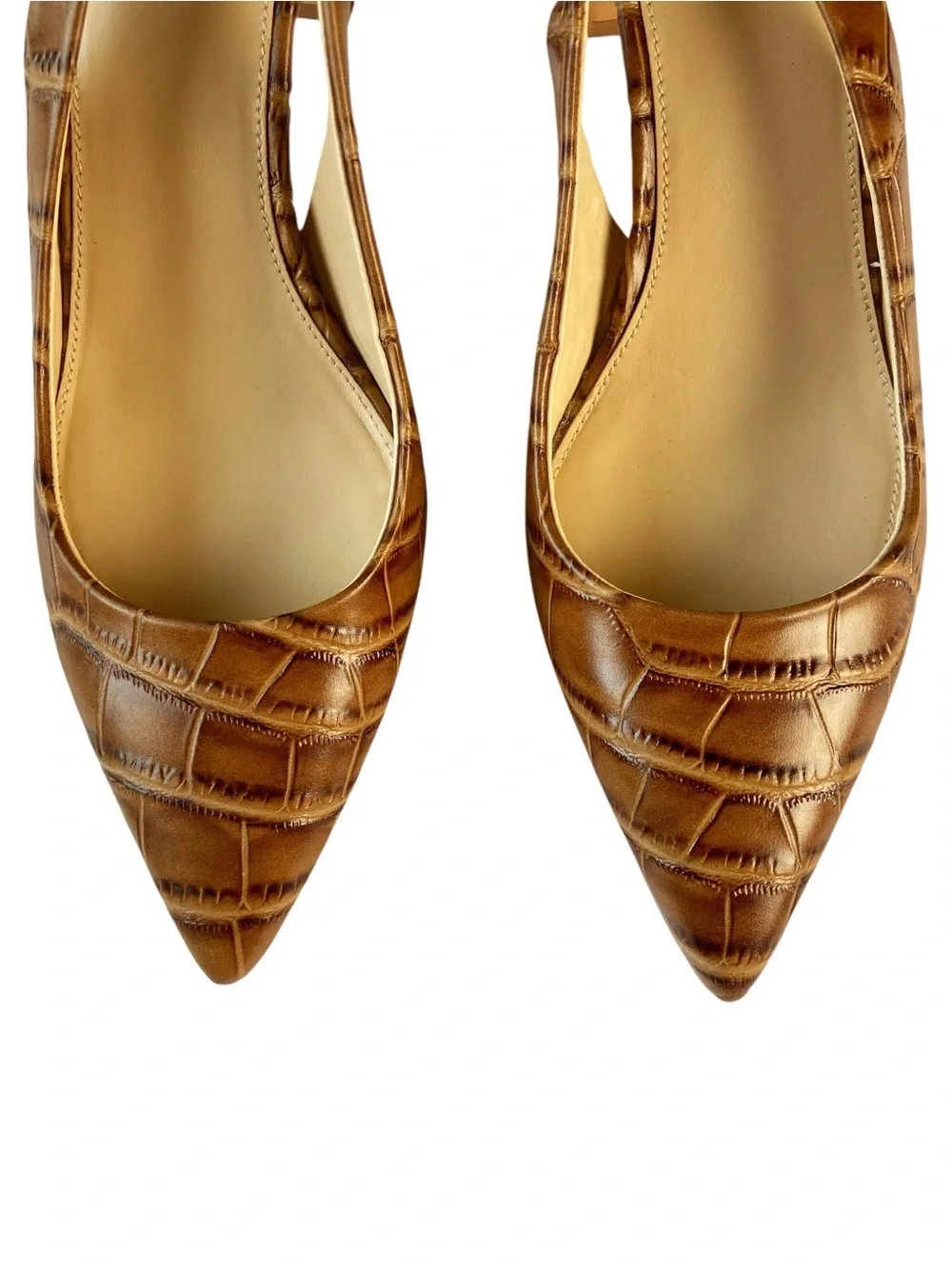 Vince Camuto Hamden Barn Brown Croc Slingback Pumps Size 9 NWOB
